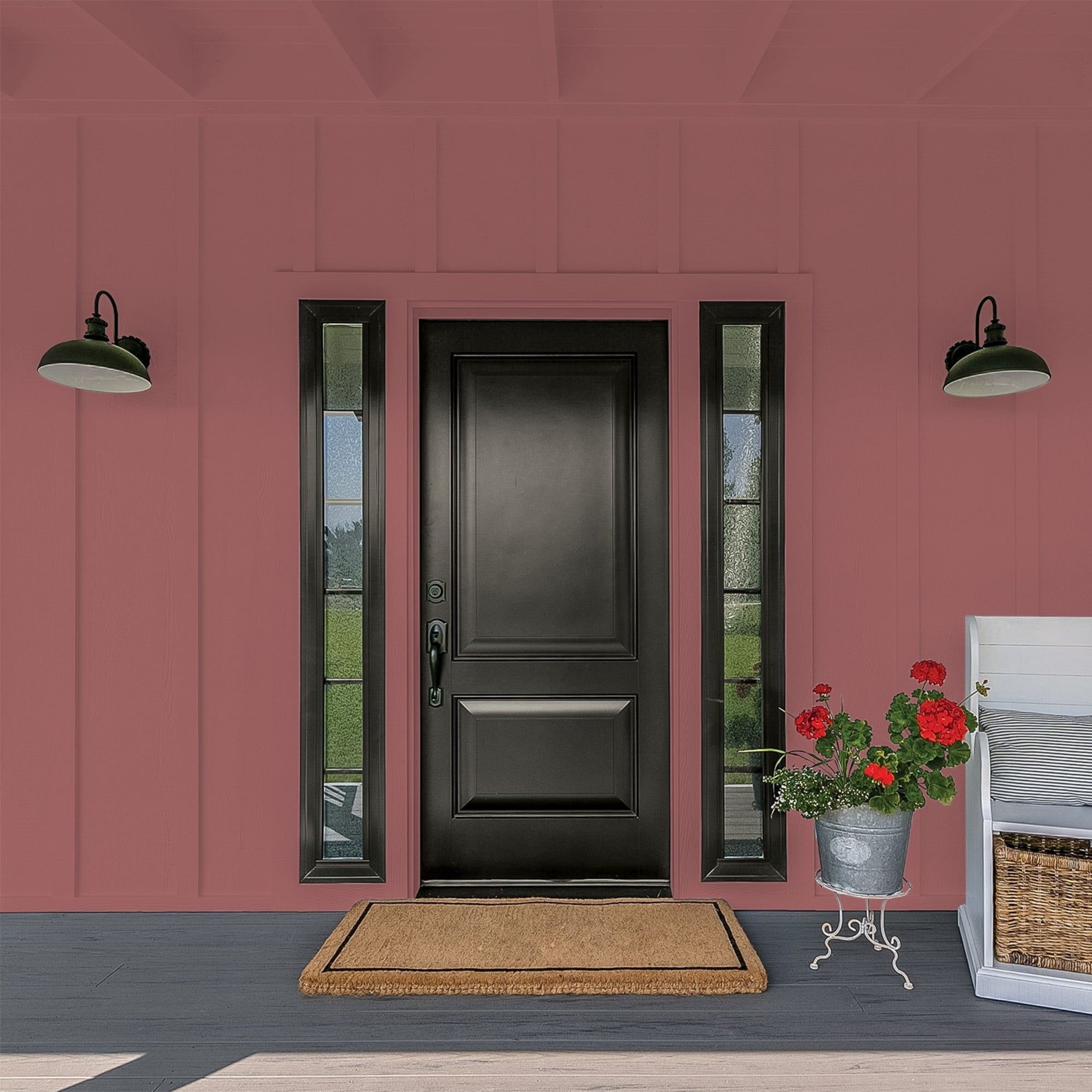 Glidden HEP Barn Door / Red Flat Exterior Paint with Primer, 1 Gallon