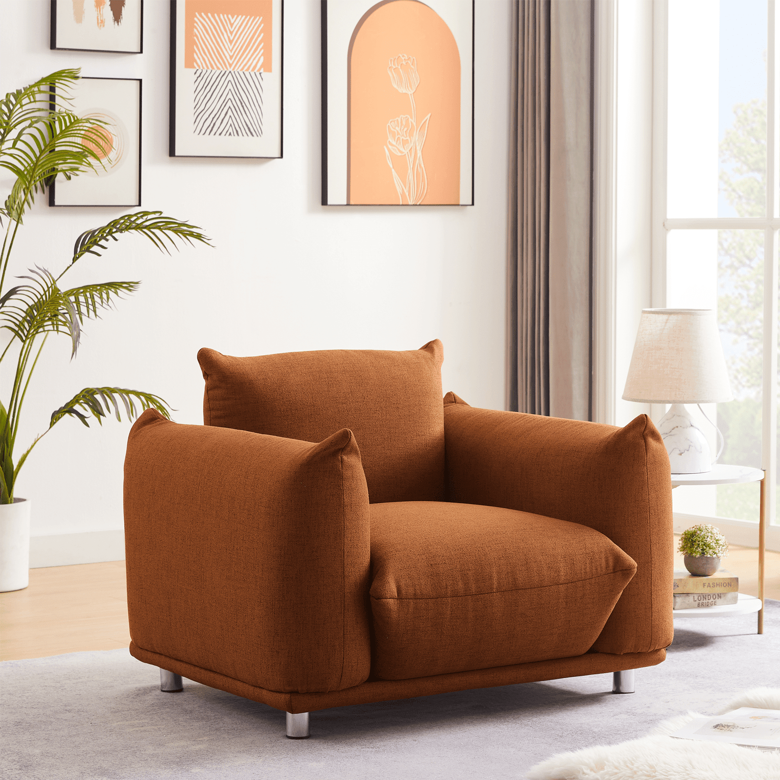 Hison Comfy Oversized Accent Chair for Living Room Brown - Walmart.com