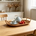 thumbnail image 5 of Boovnll Serving Tray, Woven Storage Tray with Handles Rattan Look, Decorative Wicker Basket Tray for Fruit Bread Table Counter Home Kitchen,11x7in, 5 of 7