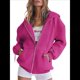 thumbnail image 1 of Sudaderas con Capucha y Cremallera para Mujer, Sudaderas Extragrandes, Conjuntos de Moda Escolar para Otoño, Chaquetas Informales, Ropa de Invierno Rosa Brillante L, 1 of 9