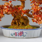 Genuine Carnelian Gemstone Bonsai Tree in Oval Ceramic Pot (11)