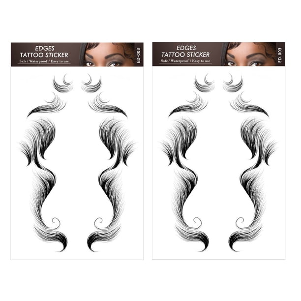 Pegatinas de tatuaje, tatuaje temporal para hombres, mujeres y adultos, pegatinas populares europeas y para bebés, 2 pegatinas de flequillo.