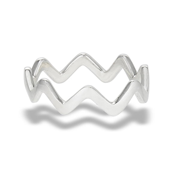 Modern Zig Zag Stacking Ring .925 Sterling Silver Band Jewelry Female Male Unisex Size 10