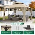 thumbnail image 6 of LazySunsets 12'x 10' Patio Gazebo Double Roof Protection All-Weather Outdoor Shelter Features Insect Screens for Backyard, Lawn, (Beige), 6 of 9