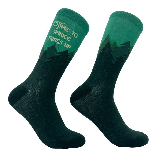 Time to Spruce Things Up Socks Funny Xmas Tree Joke Footwear