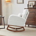 thumbnail image 3 of Hassch Rocking Chair, Teddy Fabric Upholstered Glider Rocker w/High Backrest, Modern Accent Chair with Side Pocket, Comfy Reading Chair, Lounge Chair for Bedroom Living Room, 330 lbs Capacity, White, 3 of 8
