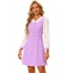 thumbnail image 1 of Vestido Midi Elegante Con color De Contraste Y Cuello En V de Manga Larga Para Mujer Morado Claro M, 1 of 5