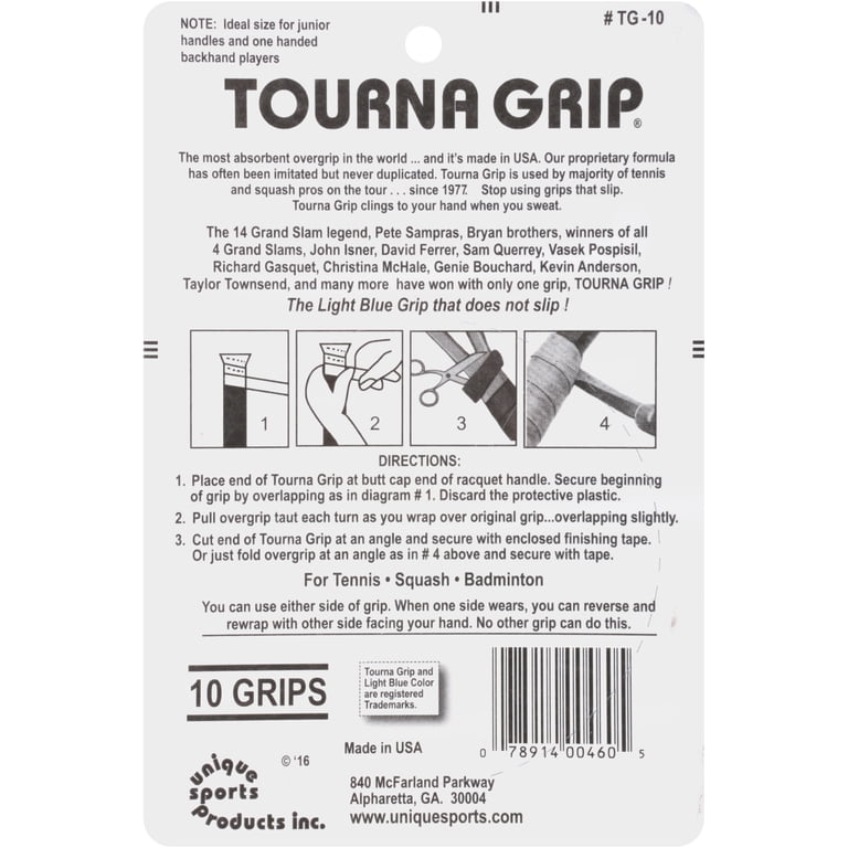Tourna Grip Light Blue Dry Feel Racquet Grip, 10 Pack photo 4