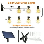 Phopollo Solar String Lights, G40 200FT Outdoor Lights 100 Shatterproof Bulbs, Patio String Remote control, USB powered, Waterproof Hanging Lights for Backyard Garden Porch Decor