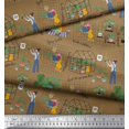 thumbnail image 3 of Soimoi Silk Fabric Tropical Leaves,Leopard & Girl Scene Decor Fabric Printed Yard 42 Inch Wide, 3 of 3