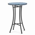 thumbnail image 6 of 14 inch Side Table, Round Iron Top End Table, Indoor Outdoor Accent Table, Blue & White Checkered Mosaic, 6 of 10
