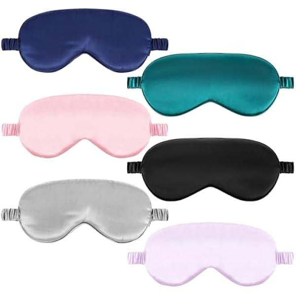 wonima11 Silk Sleep Masks, 6 Pack Eye Masks for Sleep, Soft Satin Eye Cover with Elastic Strap for Sleeping, Blindfold Eye Cover for Sleepover Stuff Travel Nap Women Men Gifts