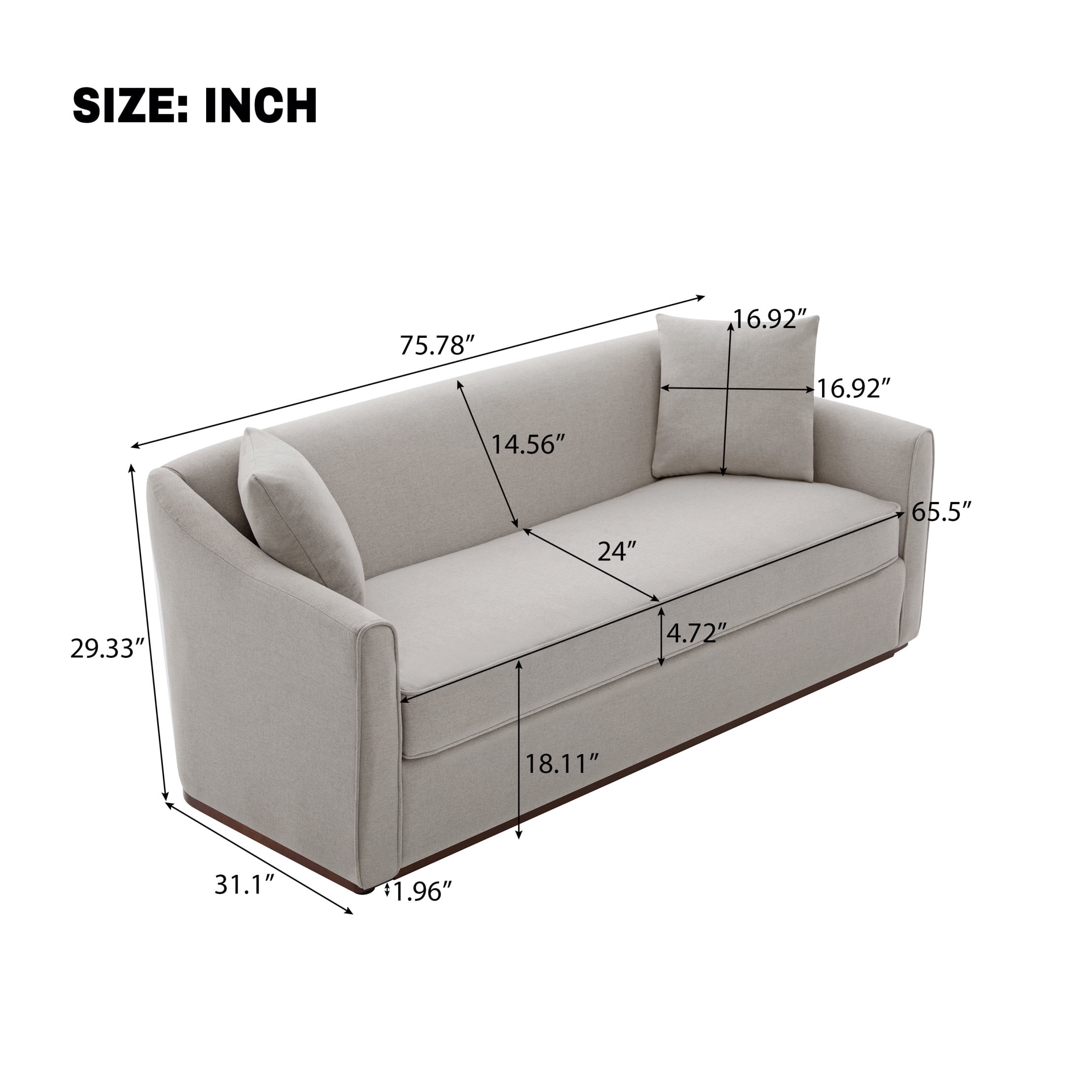 Christopher Knight Home 75.78" Modern Chenille Upholstered 3-Seater Sofa with Throw Pillows, Gray