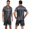 thumbnail image 6 of Men's silk satin pajama set short-sleeved buttons pajamas (with pockets), 6 of 8