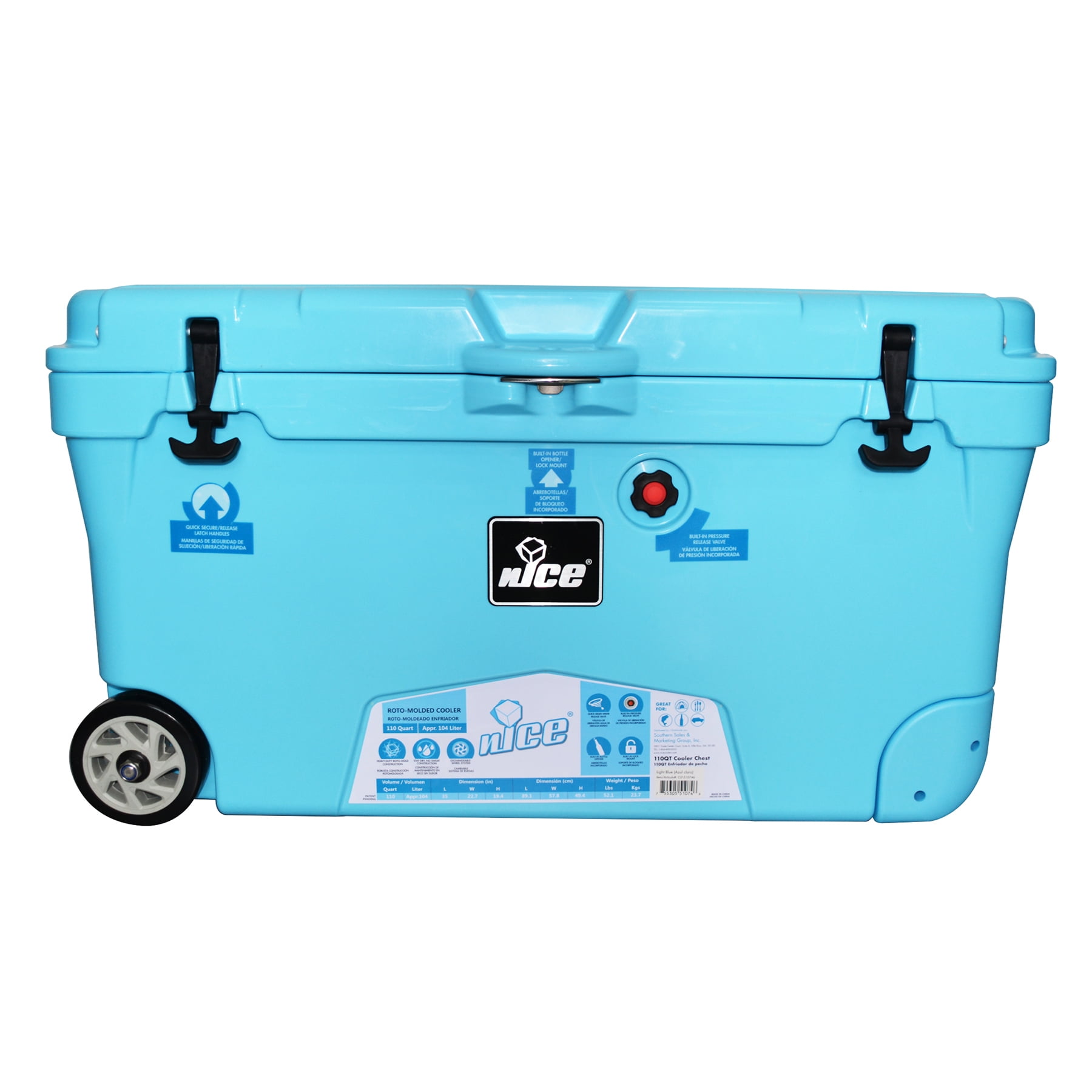 Nice CLF510746 110 qt. Light Blue Wheeled Cooler