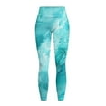 thumbnail image 5 of Renewold Marble Teal Yoga Pants for Women with Pockets Full Length Workout Leggings High Waist Tummy Control Lounge Pants Activewear Fashion Womens Leggings, XS, 5 of 8
