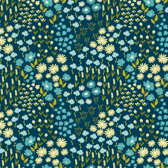 Feed My Soul Flower Garden Navy (1yard)