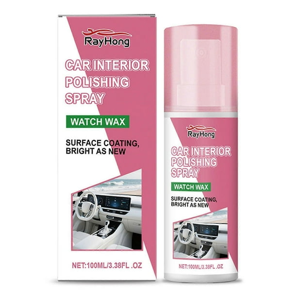 Car Interior Polishing Spray 100ML Wax Coating for Leather & Plastics, Multi-Purpose Auto Interior Cleaning Spray