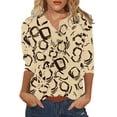 thumbnail image 1 of Gibobby Playera Termica Para Mujer Buttons Blouse Womens Printing T Shirt O Neck Fashion Women's Blouse（Marrón， S), 1 of 3