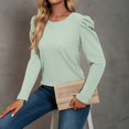thumbnail image 5 of HTNBO Women Dressy Tops Casual Long Sleeve Crew Neck Puff Sleeve Top T-Shirt Blouse Gym Men Cold Weather Starting at 10, 5 of 7
