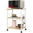 thumbnail image 1 of 3-Tier Kitchen Baker's Rack Utility Shelf Microwave Oven Stand Storage Cart Workstation Shelf 3-Tier Kitchen Utility Cart on Wheels with Storage,White Maple BHCA-W4-MO, 1 of 16