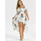 thumbnail image 2 of Más el tamaño de cuello en V Vestido alto-bajo largo de la manga de la llamarada Rosegal Tankinis, 2 of 5