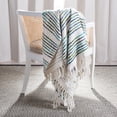 thumbnail image 2 of SAFAVIEH Landra Cotton Striped Fringe Throw, 60" x 72", Blue/White, 2 of 6