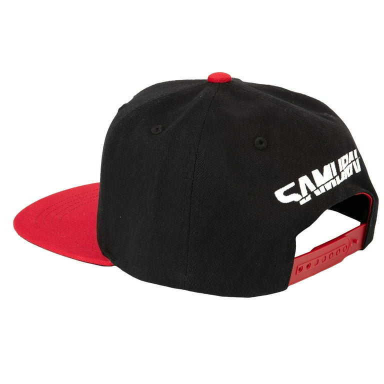J!NX Cyberpunk 2077 Samurai Snapback Hat, Red Black, 100% Cotton