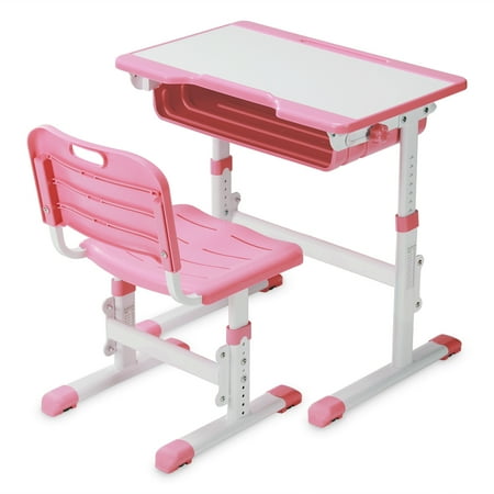 Slypnos Height Adjustable Childrens Desk Chair Set For Kids Work