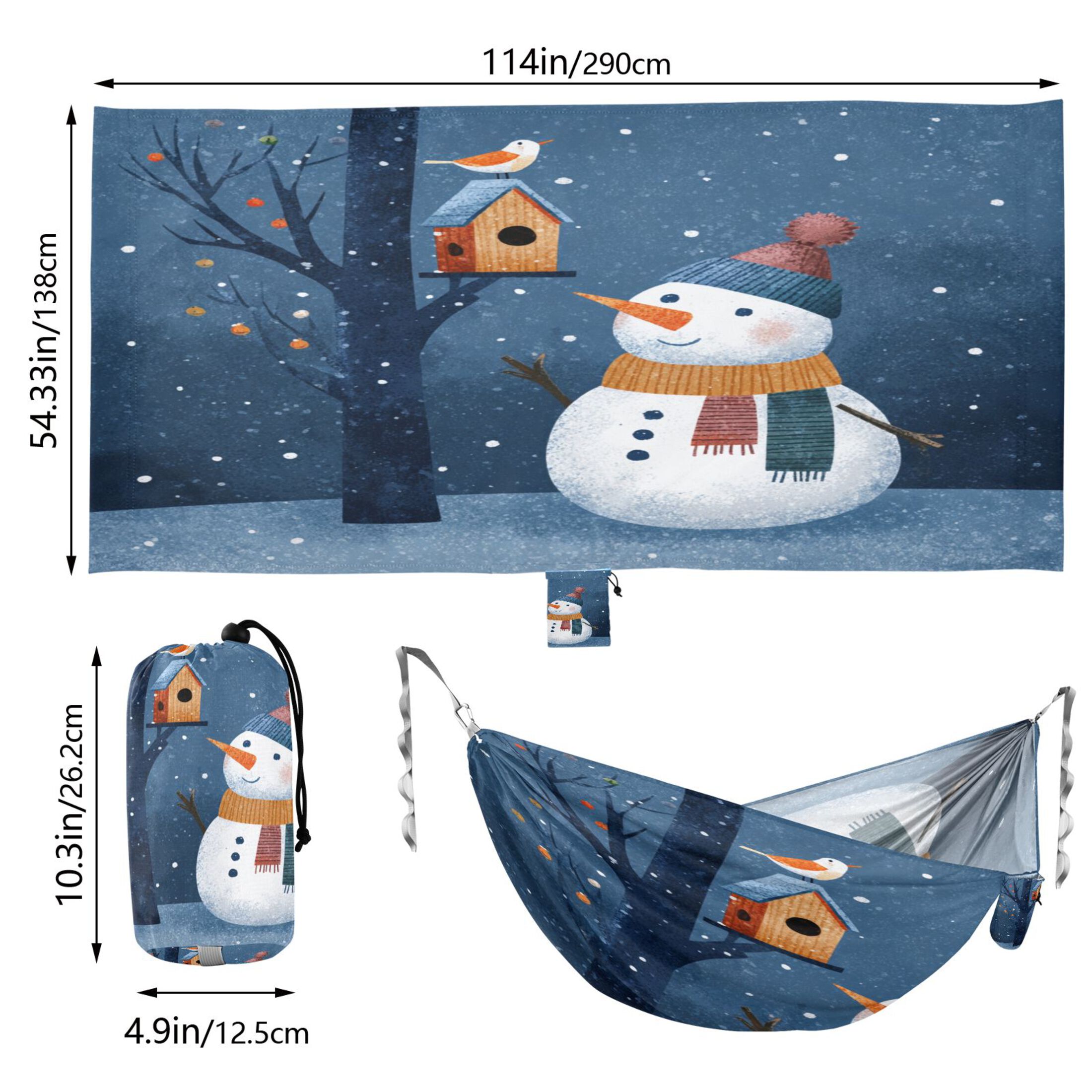 Hammock Camping Hammock Nylon Portable Hammock Travel Camping Hammock Christmas Snowmen and Bird