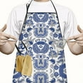 thumbnail image 2 of Blue Flower Boho Apron with Pocket Chemical Work Apron Waterproof Bib Aprons for Birthday Gifts for Dad Step Cooking Aprons for Kitchen Cool BBQ Grilling, 2 of 7