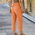 thumbnail image 4 of Karight Women Petite Linen Pants High Waisted Straight Leg Casual Cotton Trousers Elastic Waist Drawstring with Pockets, 4 of 7