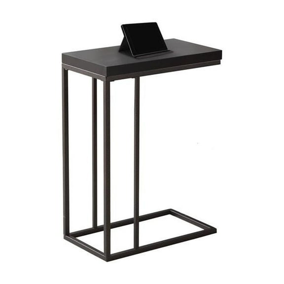 Accent Table C-shaped End Side Snack Living Room Bedroom Metal Brown