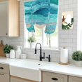 thumbnail image 4 of Teal Coastal Tie Up Curtains for Small Windows,Adjustable Rod Pocket Valance 45 Inch Short, Summer Beach Nautical Abstract Art Window Treatment Balloon Roman Blind Shade, 34" x 45", 4 of 9