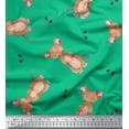 thumbnail image 1 of Soimoi Green Poly Georgette Fabric Footprints & Mouse Kids Printed Fabric 1 Yard 42 Inch Wide, 1 of 5