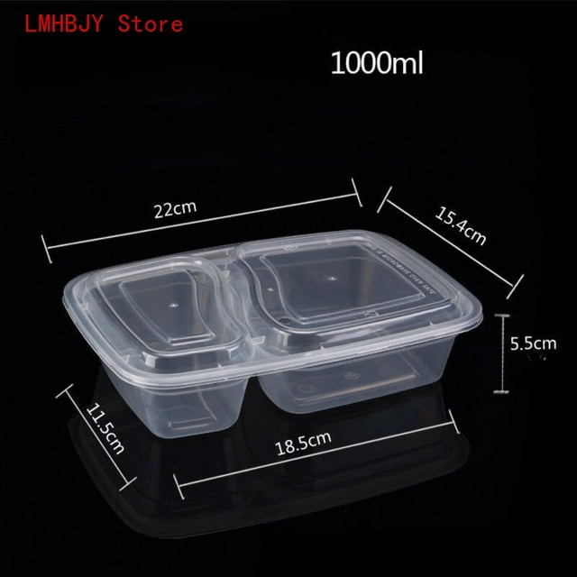 5/10/20pcs Lunch Box 3 Compartment Food Storages With Lids Disposable Leak Proof Bento Box Storage Kitchen Accessories 2 grid transparent 10pcs