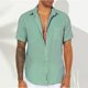 thumbnail image 1 of Blusa y camisa de manga corta con cuello vuelto para hombre, blusa informal de moda con botones y retazos, blusa de manga corta con cuello alto, blusa de poliéster para hombre, 1 of 6