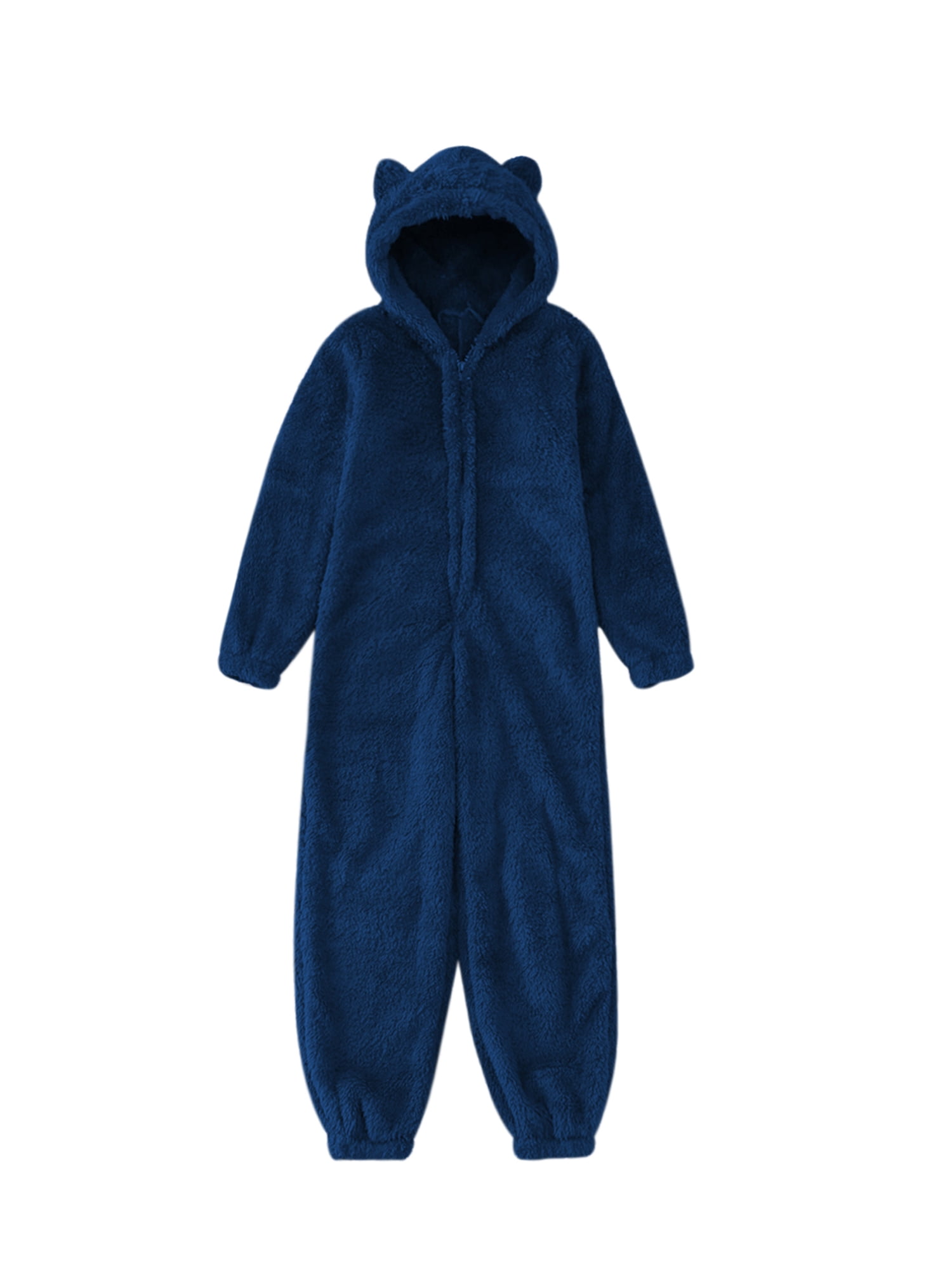 Womens Girls Fleece One Piece Hooded Pajamas Flannel ParentChild