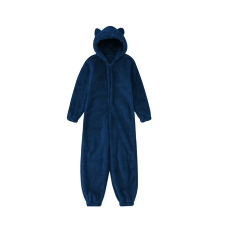 

Solid Color Parent-Child Suit Long Sleeve Family Pajamas Set Round Neck Zipper Hoodie