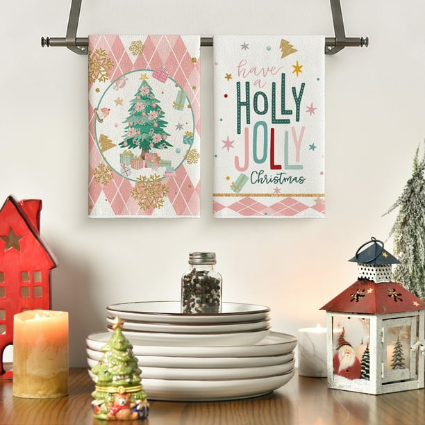 Pink christmas hand towels sale