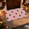 thumbnail image 5 of Honeeladyy Christmas Tree Doormat, Outdoor & Indoor Merry Christmas Non Slip Lightweight Machine Washable Door Mat Outside Holiday Door Mats for Front Door Entrances, 24" x 16", Pink, 5 of 6