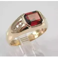 thumbnail image 4 of 2.00Ct Emerald Cut Simulated Red Garnet Solitaire Men's Wedding Band Ring 14k Yellow Gold Plated 925 Silver, 4 of 4