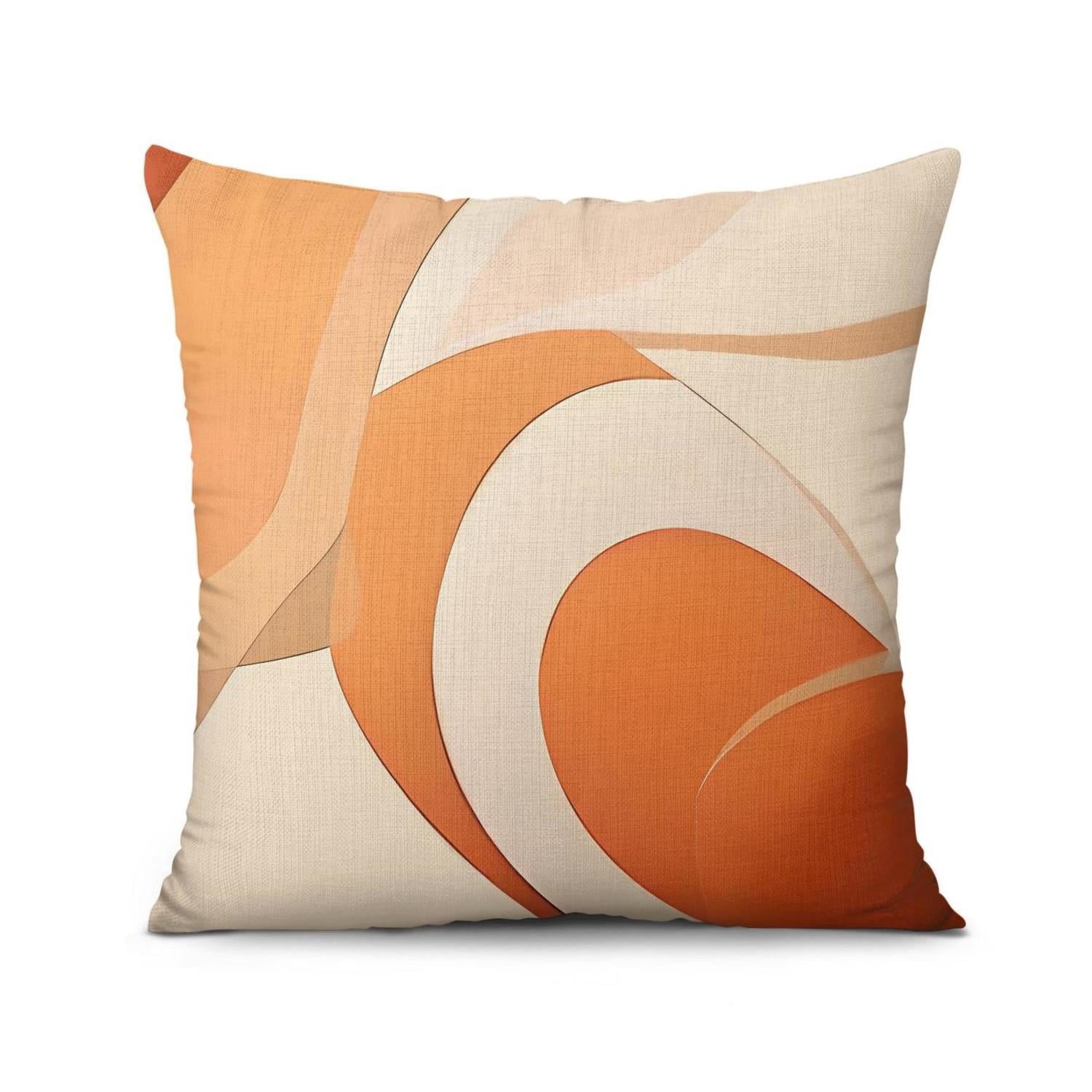 Abstract Boho Orange Mordern Decor Throw Pillow Covers 18"x18", Set Of 4, Linen Study Sofa Cushion Cover Indoor Living Room Home Decor