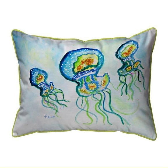 Betsy Drake SN1039 11 x 14 in. Three Jellyfish Small Indoor & Outdoor Pillow