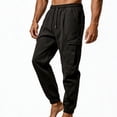 thumbnail image 4 of JUUYY Mens Cargo Pants Drawstring Elastic Waist Casual Athletic Jogger Pants Multi Pocket Loose Lightweight Outdoor Hiking Pants Black L, 4 of 5