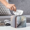 thumbnail image 6 of Tissue The Cat Looks in the Mirror Box Cover Holder, Square by Xecao - Leather Decorative Organizer for Tabletop, Bathroom, Car, Office, 6 of 8