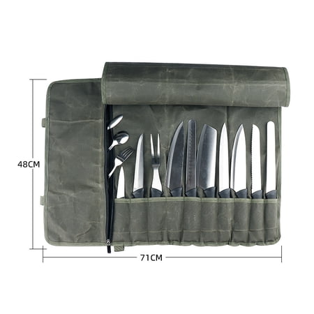 Sac à dos vintage pour couteaux de chef | Plus de 30 poches pour couteaux et outils de chef | Étui de transport pour couteaux avec poche arrière cachée pour tablette