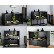 2-Tier 40x16x16 PVC Reptile Enclosure System, 2-Pack Stackable Habitats with Sliding Glass Doors for Geckos and Small Reptiles
