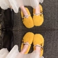 thumbnail image 4 of Nmnitkp Slippers for Women Pearl Bow Fall And Winter Style Comfortable Warm Slippers Yellow,43, 4 of 8