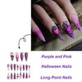 thumbnail image 6 of Yoyauz 24PCS French Pointed Nail, Fake Nail, Needle Nail, And Halloween Element Purple Pumpkin Flame Design Charm Acrylic Nails Suitable For Girls And Ladies, 6 of 6